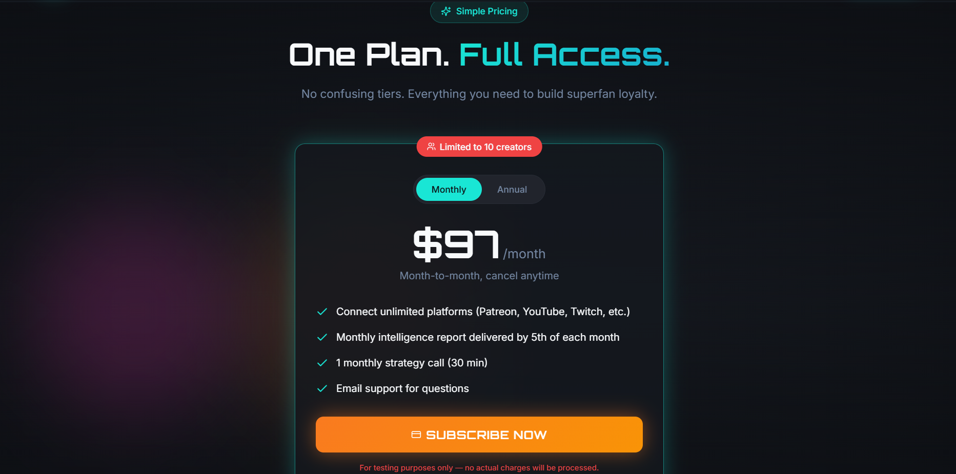 StreamLink — investor-ready pricing page